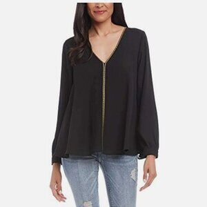NWT Karen Kane Studded Long Sleeve Top Black Size S